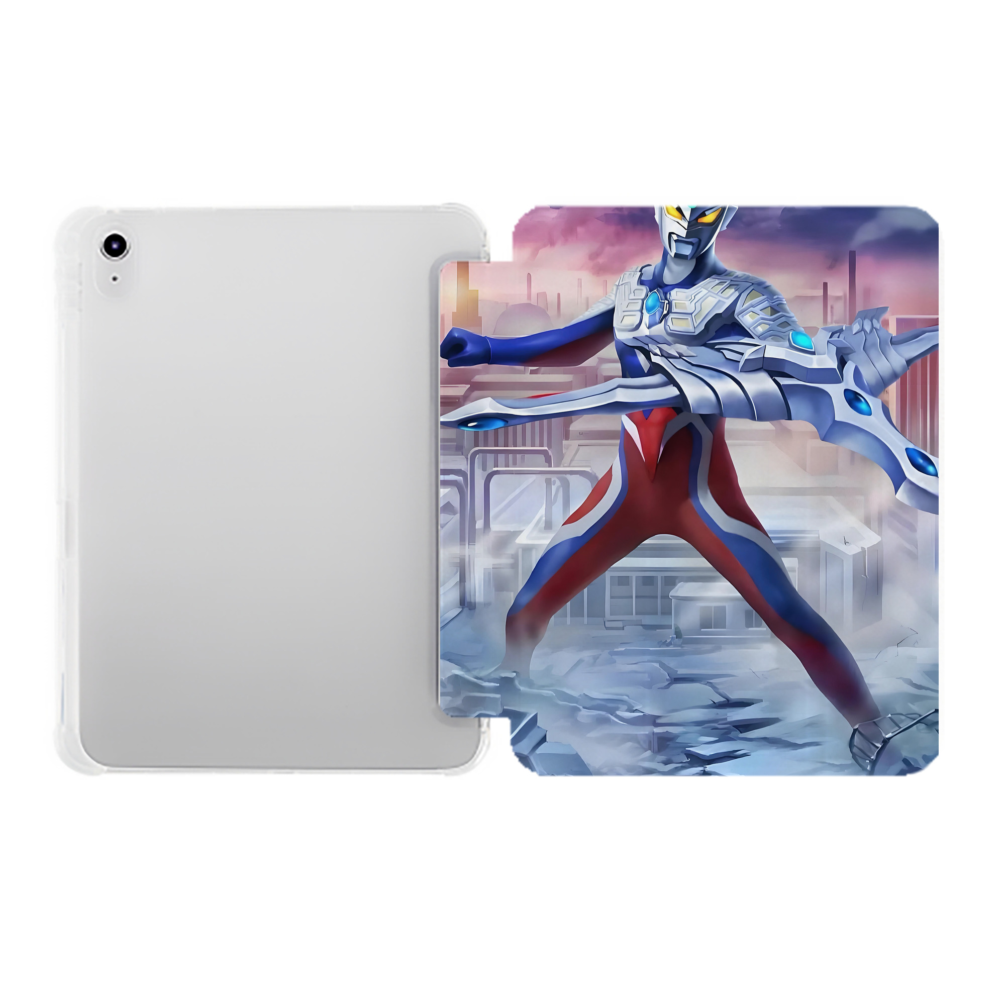 （画像用） ウルトラマン Ultraman IPad ケース ペン収納付き 三つ折りスタンド PUレザー×シリコン 対応機種9.5/10.5/10.9インチ